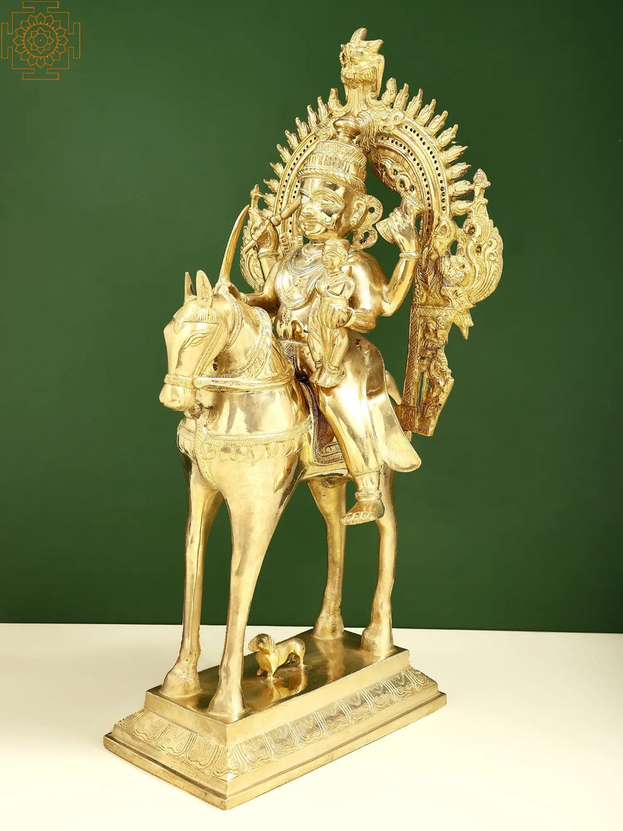 21" Brass Shiva Parvati Sitting Horse Statue