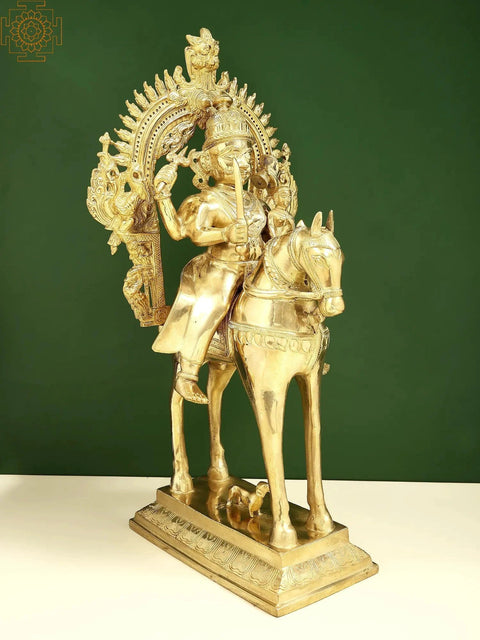 21" Brass Shiva Parvati Sitting on Horse
