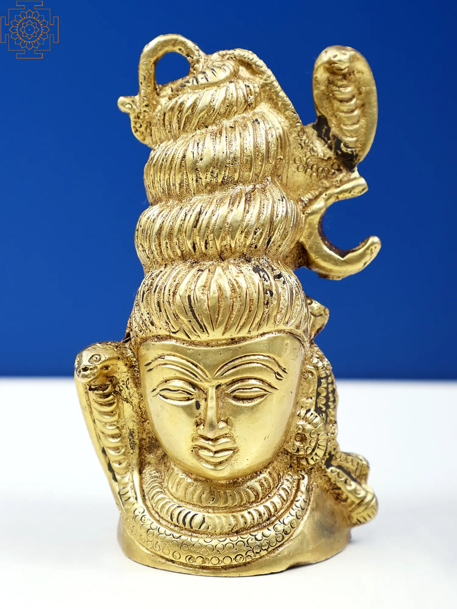 3" Small Lord Shiva Head Brass Statue for Pooja