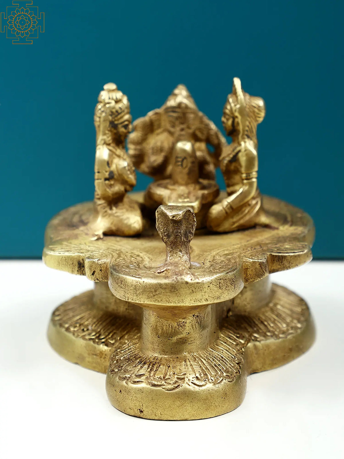4" Small Brass Lord Shiva Family with Shivalinga