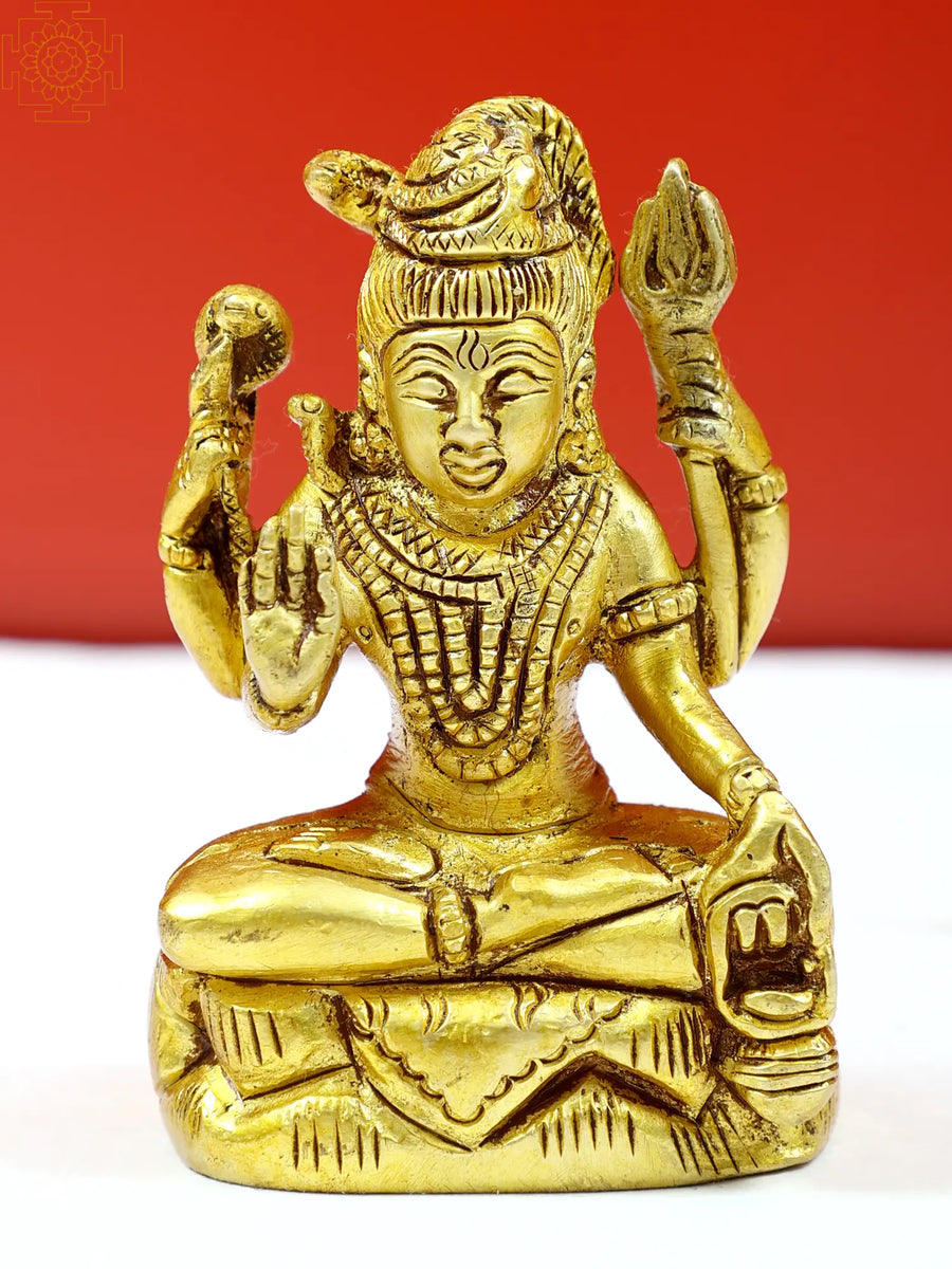 3" Brass Mahadeva Shiva Idol Handmade