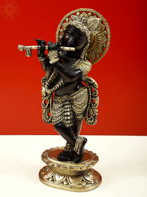 11" Brass Fluting Krishna