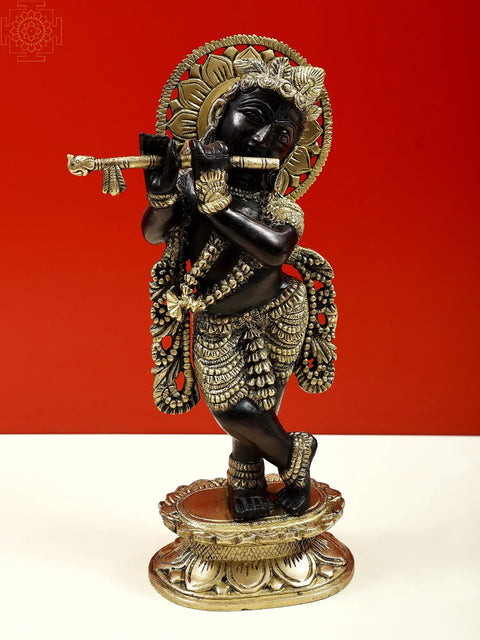 11" Brass Fluting Krishna