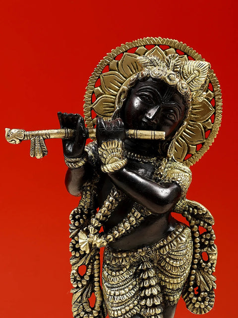 11" Brass Fluting Krishna