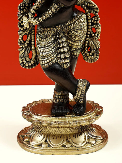 11" Brass Fluting Krishna