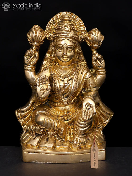 5" Small Brass Goddess Lakshmi Idol for Home Pooja