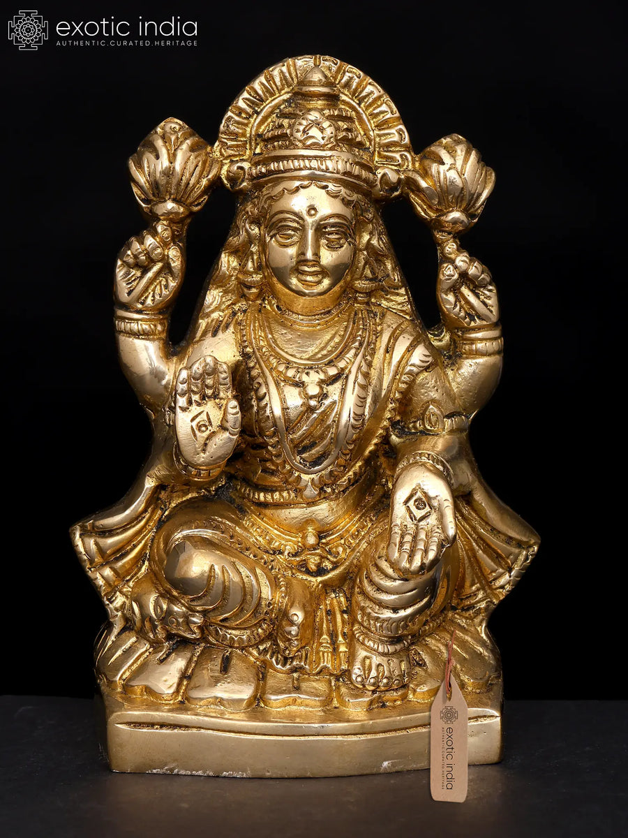 5" Small Brass Goddess Lakshmi Idol for Home Pooja