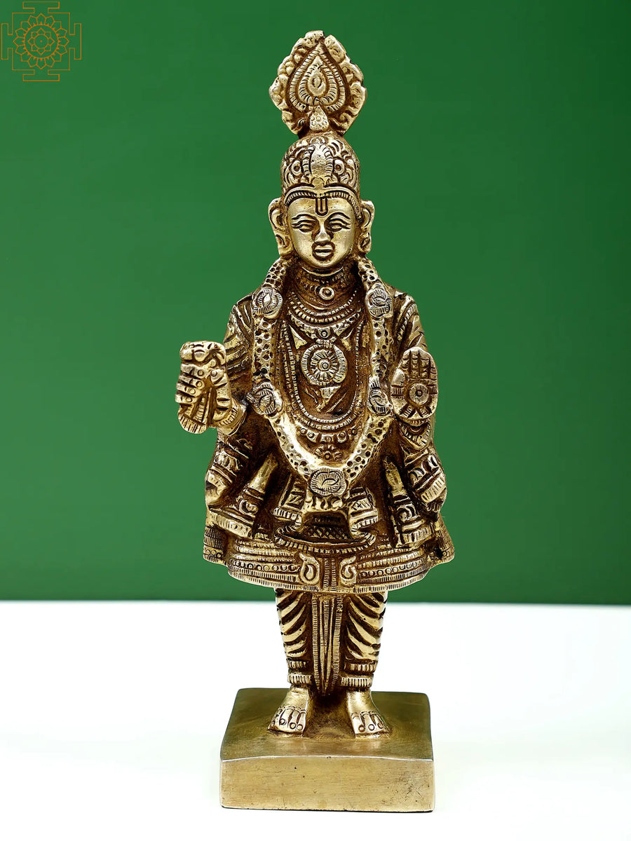 7" Brass Lord Vitthal Handmade Statue