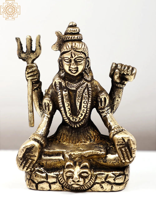 3" Small Brass Lord Shiva Statue for Pooja
