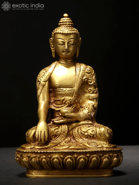 5" Small Bhumisparsha Buddha Adorned in a Designer Robe