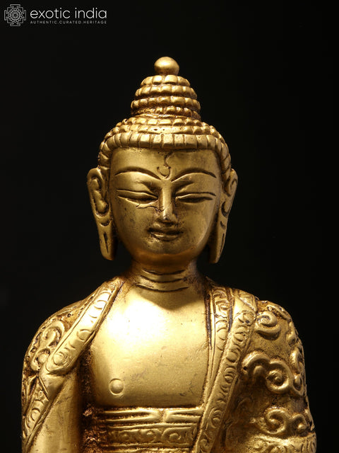 5" Small Bhumisparsha Buddha Adorned in a Designer Robe
