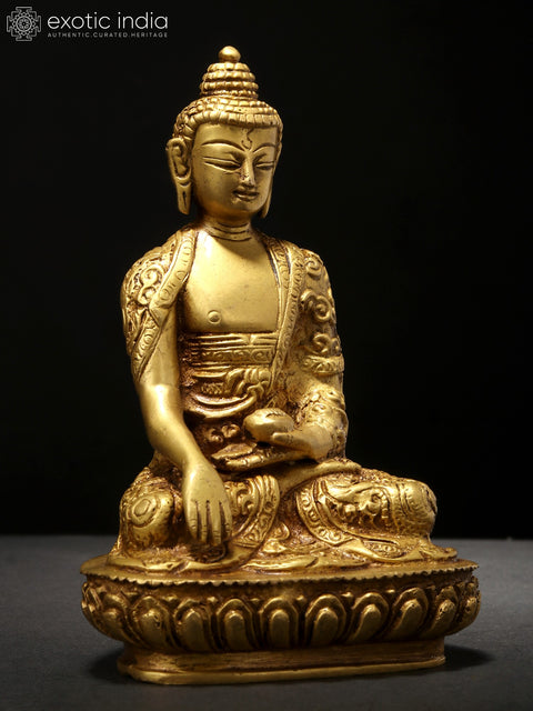 5" Small Bhumisparsha Buddha Adorned in a Designer Robe