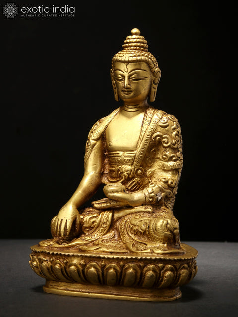 5" Small Bhumisparsha Buddha Adorned in a Designer Robe