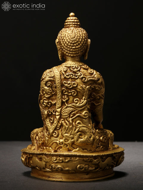 5" Small Bhumisparsha Buddha Adorned in a Designer Robe