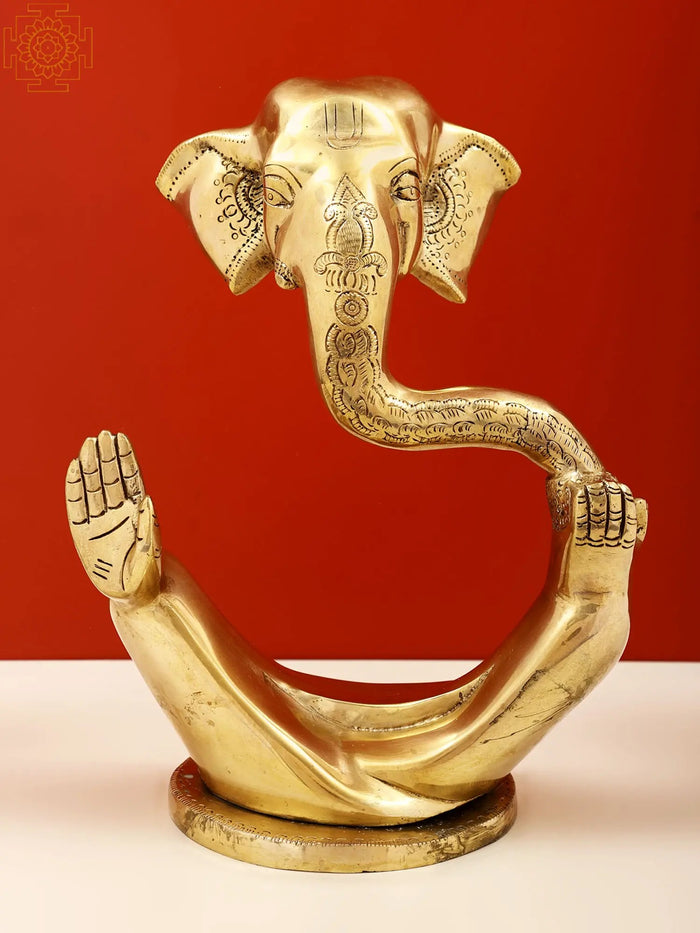 10" Handmade Brass Ganesha Statue for Pooja