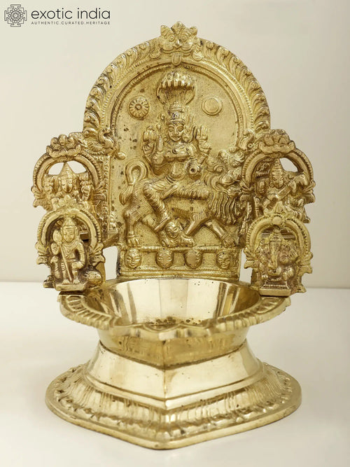 7" Brass Pratyangira Devi Puja Lamp for Home Pooja