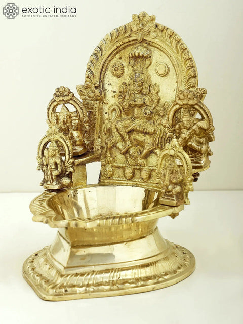 7" Brass Pratyangira Devi (Atharvana Bhadrakali) Puja Lamp