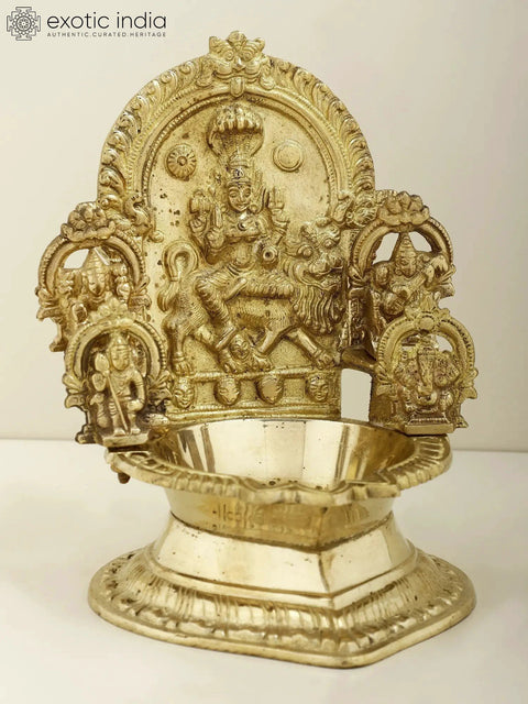 7" Brass Pratyangira Devi (Atharvana Bhadrakali) Puja Lamp