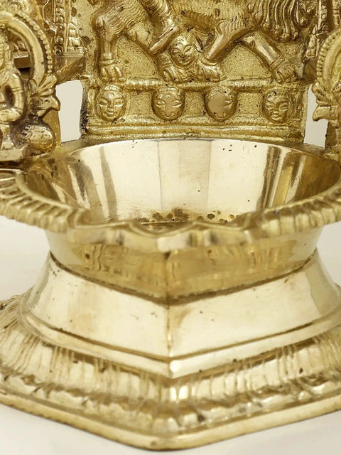7" Brass Pratyangira Devi (Atharvana Bhadrakali) Puja Lamp