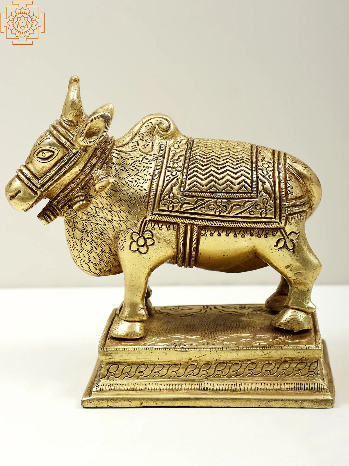 5" Small Brass Standing Engraved Nandi