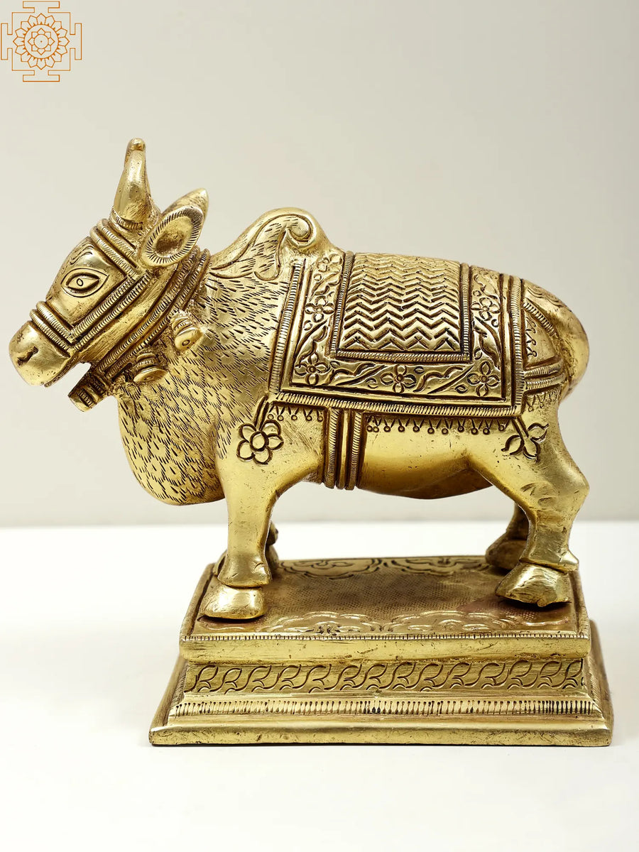 5" Small Brass Standing Nandi Statue for Pooja