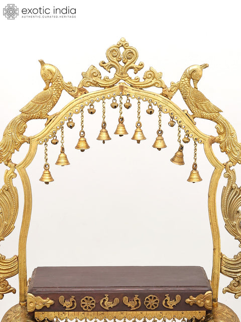 26" Home Temple Altar with Prabhavali and pedestal on Two Elephants Stand