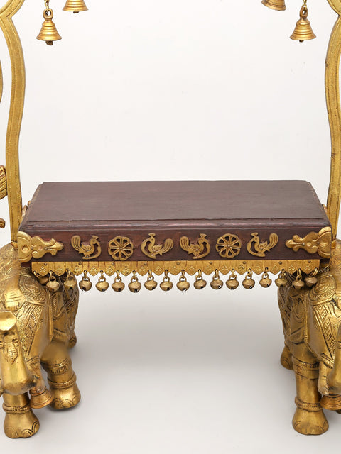 26" Home Temple Altar with Prabhavali and pedestal on Two Elephants Stand