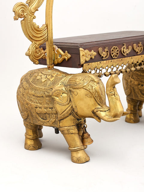26" Home Temple Altar with Prabhavali and pedestal on Two Elephants Stand