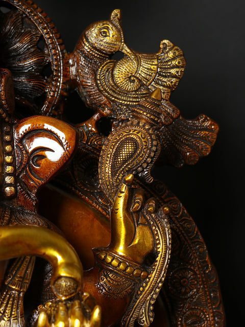 34" Large Superfine Large King Ganesha with Gaja Lakshmi Carved in Pedestal