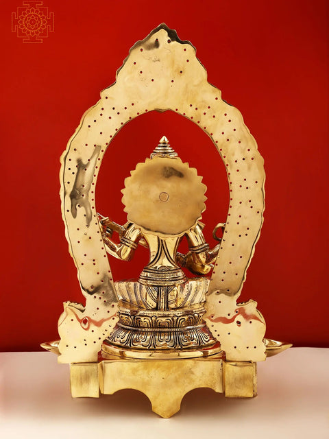 18" Brass Superfine Goddess Saraswati with Diya