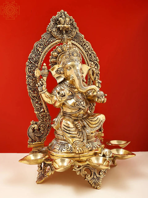 18" Brass Superfine Lord Ganesha with Diya