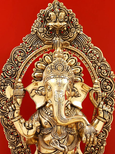 18" Brass Superfine Lord Ganesha with Diya