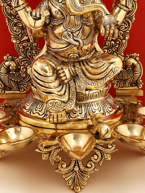 18" Brass Superfine Lord Ganesha with Diya