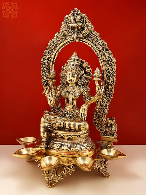 18" Brass Superfine Goddess Lakshmi with Diya