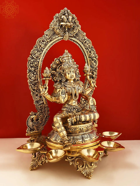 18" Brass Superfine Goddess Lakshmi with Diya