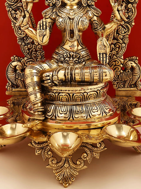 18" Brass Superfine Goddess Lakshmi with Diya