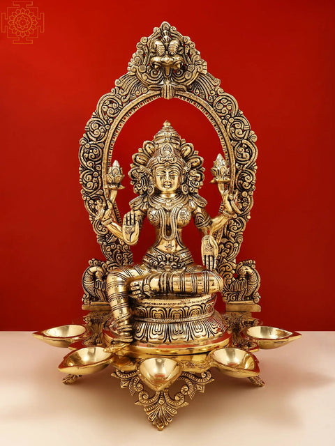 18" Brass Superfine Ganesha Lakshmi and Saraswati (Set of Three Statues)
