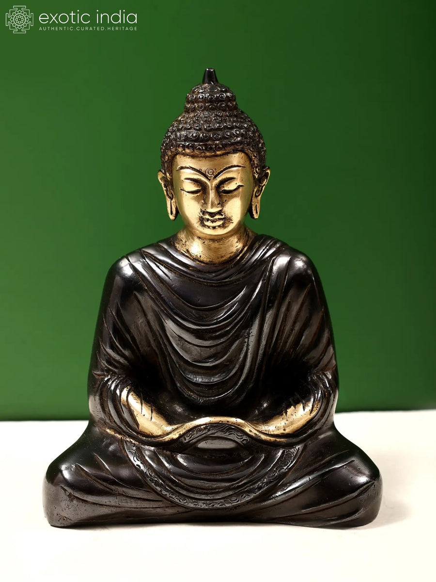 7" Brass Lord Buddha Dhyana Mudra Statue for Pooja