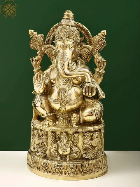 13" Superfine Lord Ganesha Brass Sculpture