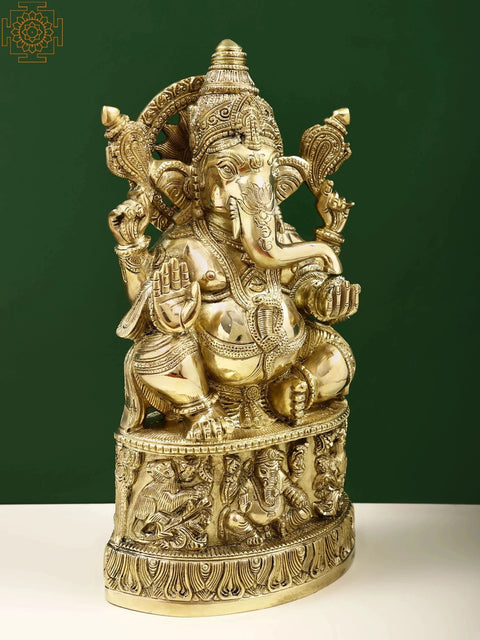 13" Superfine Lord Ganesha Brass Sculpture