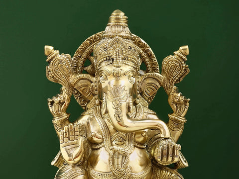 13" Superfine Lord Ganesha Brass Sculpture