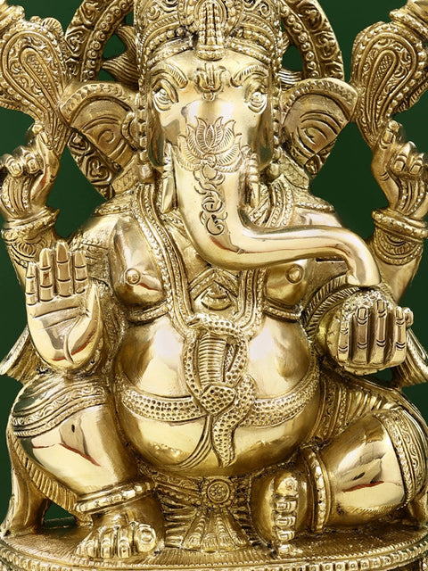 13" Superfine Lord Ganesha Brass Sculpture
