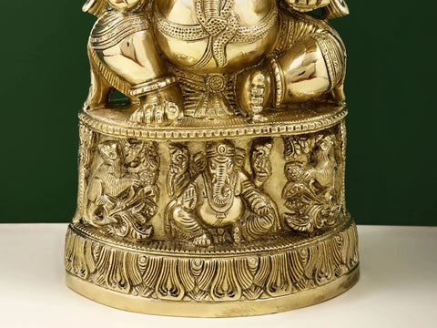 13" Superfine Lord Ganesha Brass Sculpture