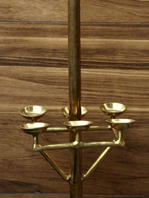 84" Large Brass Shiva's Trident / Trishul with Diya