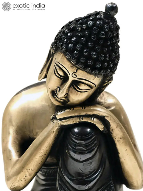 7" Brass Thinking Buddha