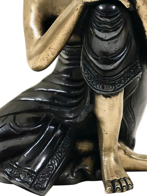 7" Brass Thinking Buddha