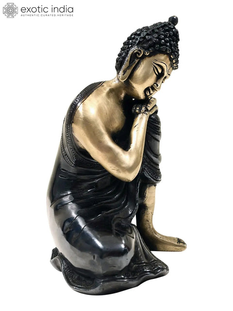 7" Brass Thinking Buddha