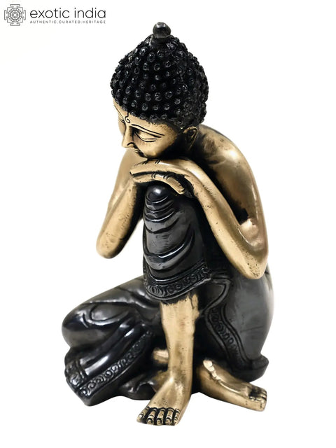 7" Brass Thinking Buddha