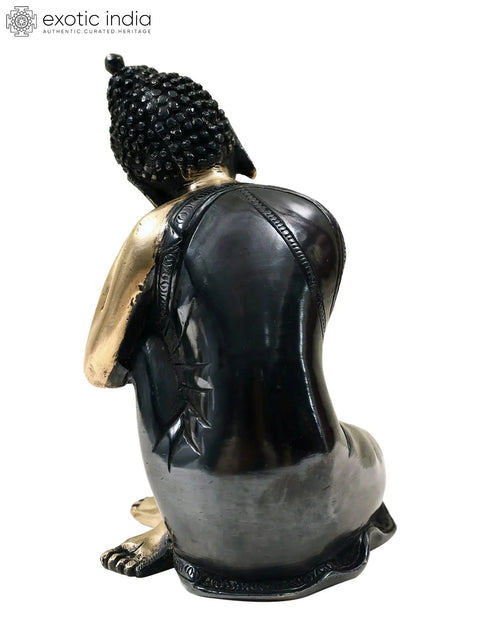 7" Brass Thinking Buddha