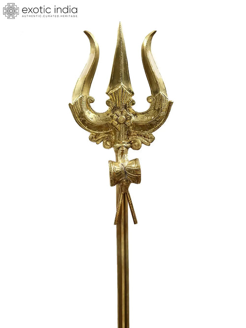 Large Brass Shiva's Trishul Statue for Home Pooja